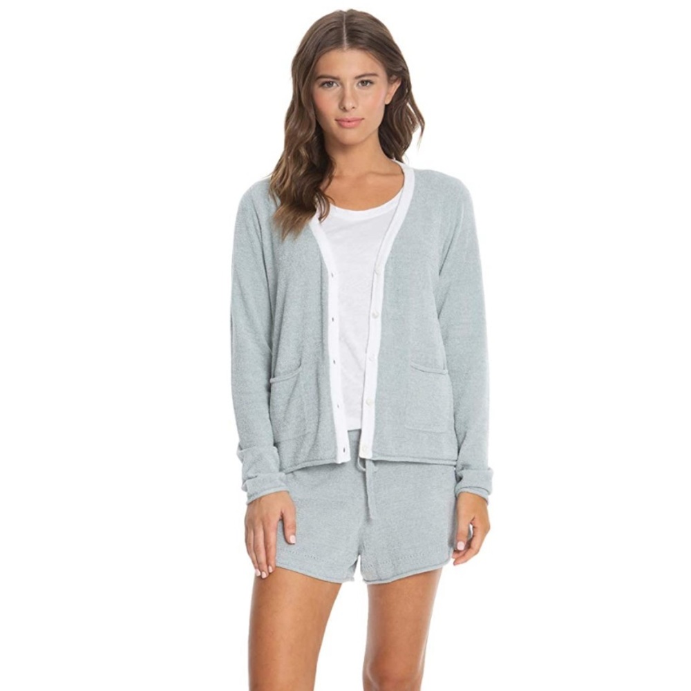 Barefoot Dreams CozyChic Ultra Lite Contrast Tipped Cardi - Picture 2 of 9